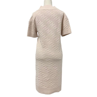 Hermes Dress Wool Pink Short Sleeve Knit