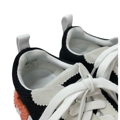 Hermes Bouncing Sneakers Shoes Suede Mesh Black White Orange