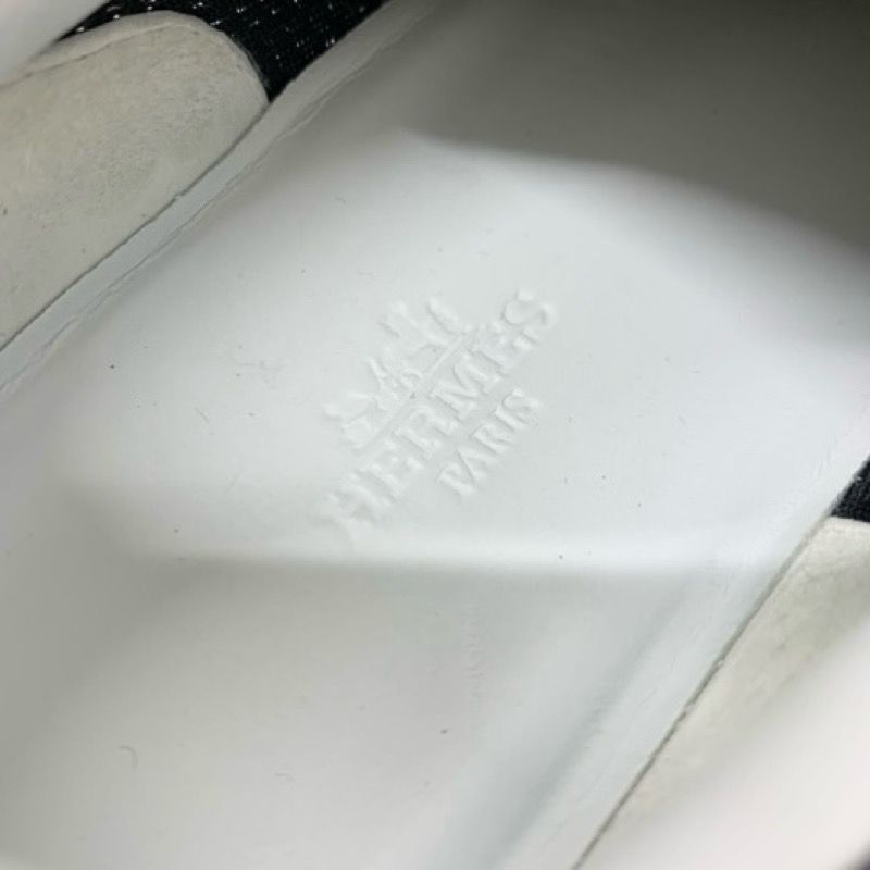 Hermes Bouncing Sneakers Shoes Suede Mesh Black White Orange