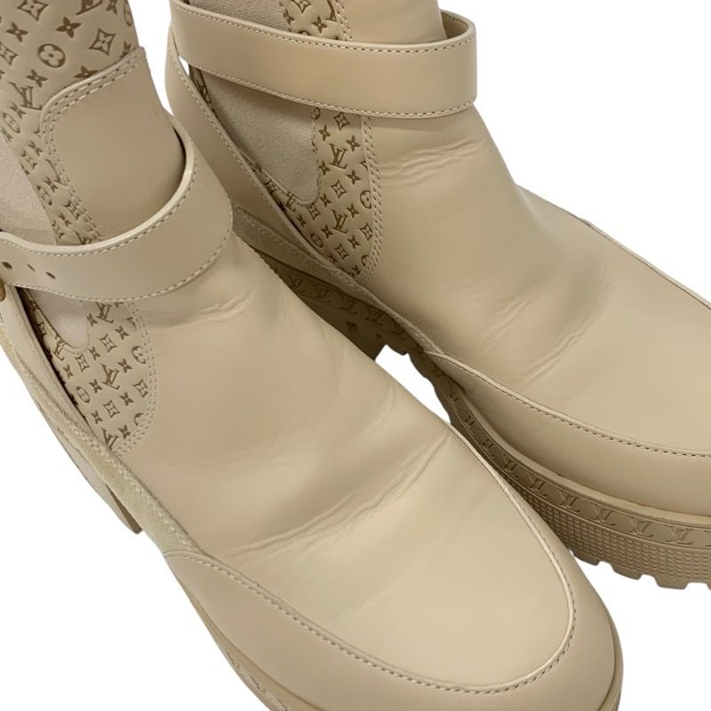 Louis Vuitton Laurie Line Monogram Boots Short Boots Shoes Leather Suede Beige