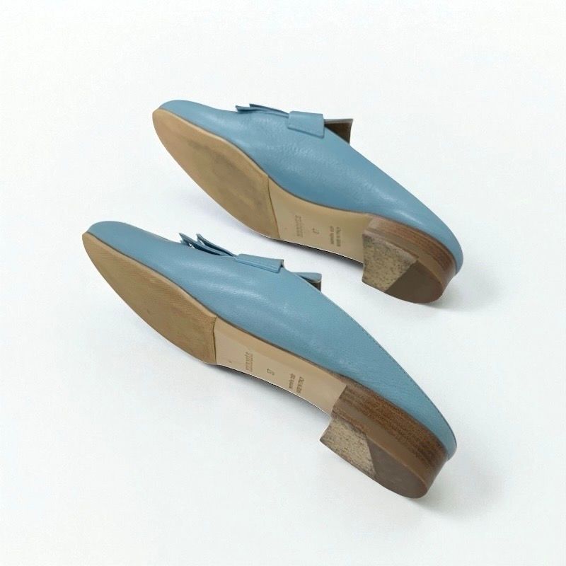 Hermes Rivoli Sandals Shoes Leather Light Blue Silver Hhardware Constance