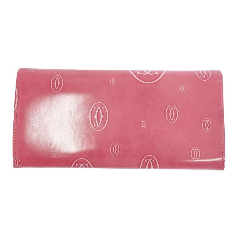 Cartier Patent Leather Happy Birthday Long Wallet Pink 491679 Long Wallet