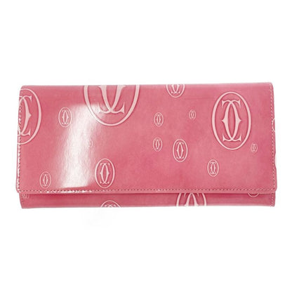 Cartier Patent Leather Happy Birthday Long Wallet Pink 491679 Long Wallet