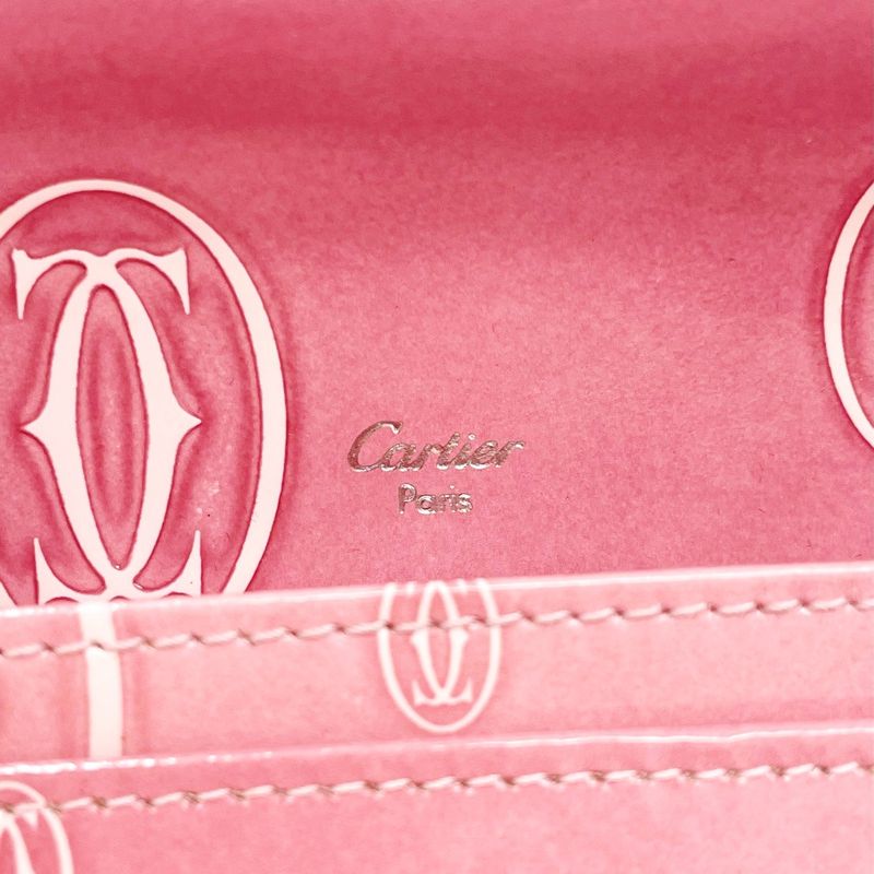 Cartier Patent Leather Happy Birthday Long Wallet Pink 491679 Long Wallet