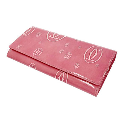 Cartier Patent Leather Happy Birthday Long Wallet Pink 491679 Long Wallet