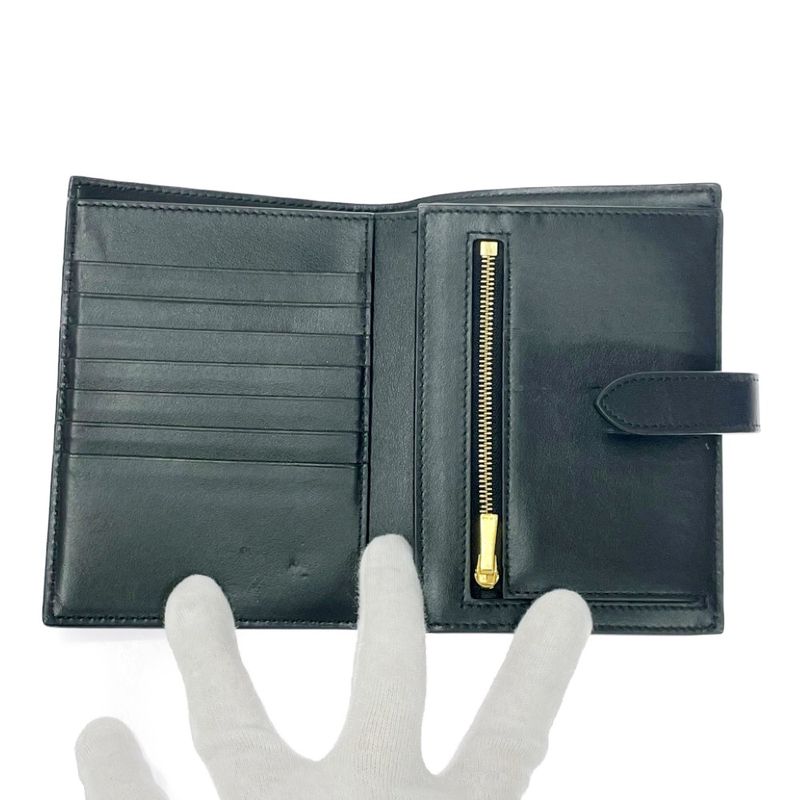 Celine S-Pb-3230 Leather Bifold Wallet Strap Wallet Black 494958 Bifold Wallet