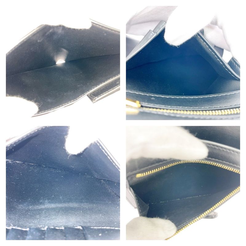 Celine S-Pb-3230 Leather Bifold Wallet Strap Wallet Black 494958 Bifold Wallet