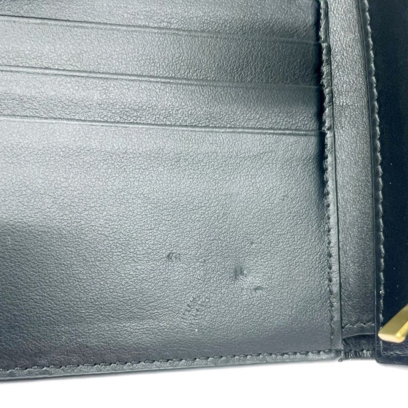 Celine S-Pb-3230 Leather Bifold Wallet Strap Wallet Black 494958 Bifold Wallet