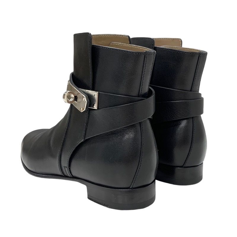 Hermes Neo Boots Short Boots Shoes Leather Black Silver Kelly Hardware