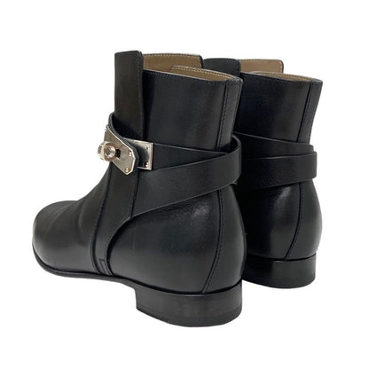 Hermes Neo Boots Short Boots Shoes Leather Black Silver Kelly Hardware