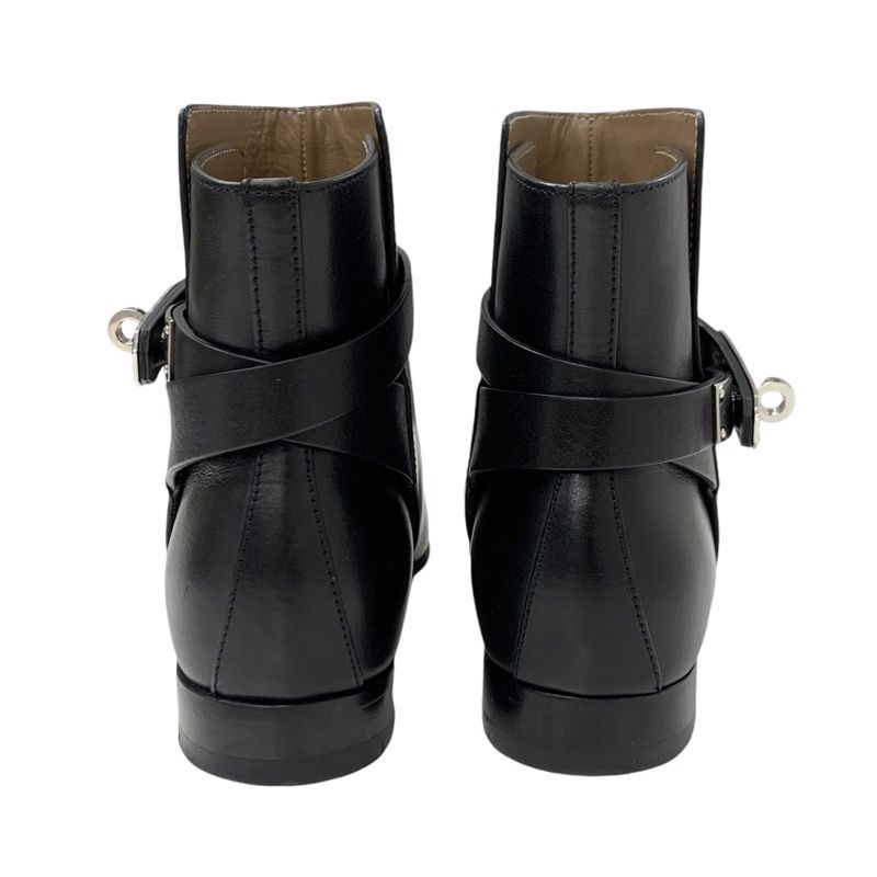 Hermes Neo Boots Short Boots Shoes Leather Black Silver Kelly Hardware