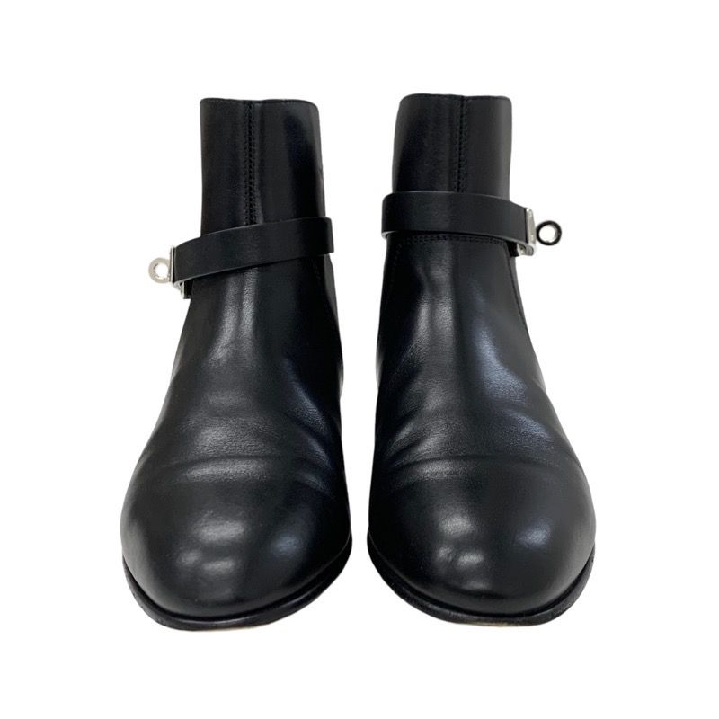 Hermes Neo Boots Short Boots Shoes Leather Black Silver Kelly Hardware