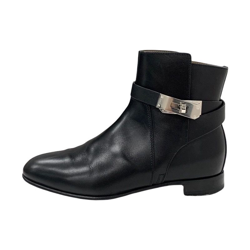 Hermes Neo Boots Short Boots Shoes Leather Black Silver Kelly Hardware
