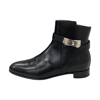 Hermes Neo Boots Short Boots Shoes Leather Black Silver Kelly Hardware