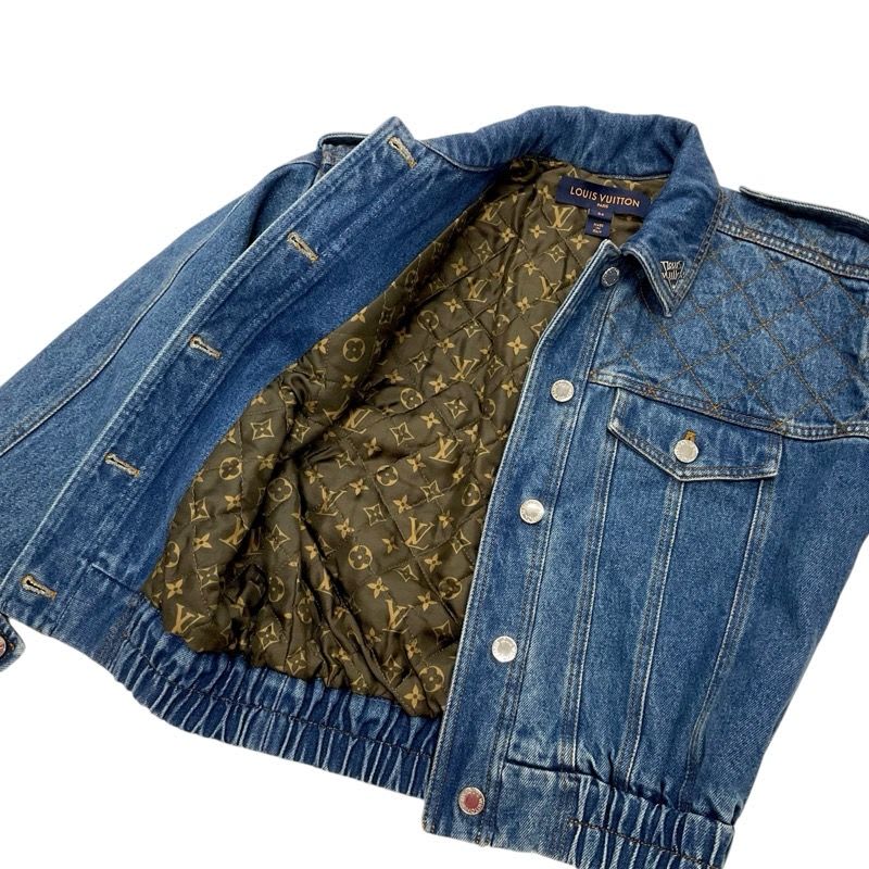 Louis Vuitton Monogram Outer Navy Logo Denim Jacket Quilting