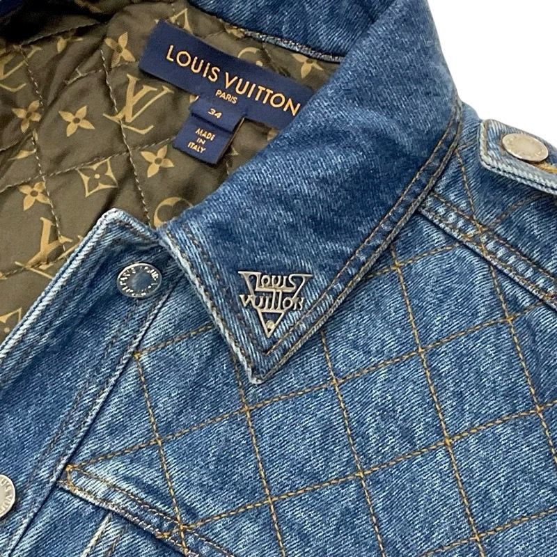 Louis Vuitton Monogram Outer Navy Logo Denim Jacket Quilting