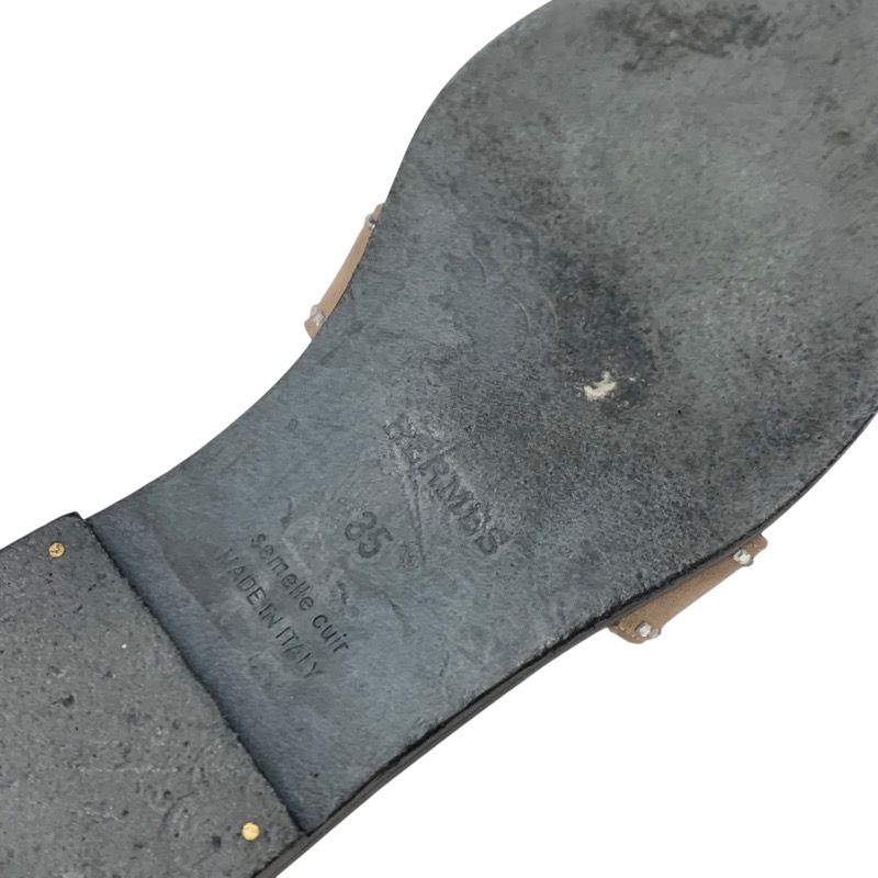 Hermes Oran Sandals Shoes Suede Pink Beige Mule Flat Sandals Rhinestone