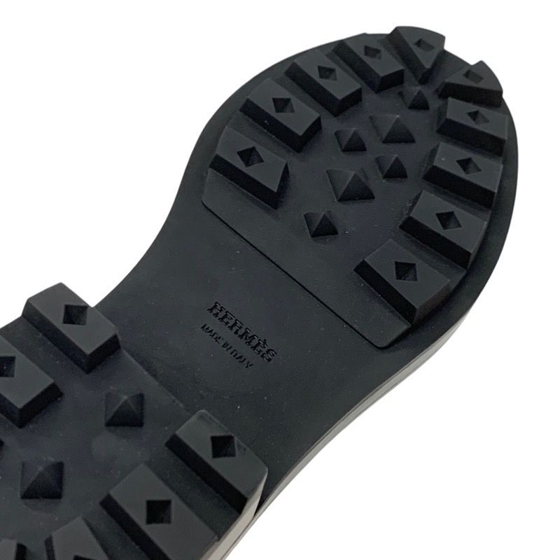 Hermes Funk Boots Short Boots Shoes Leather Ivory Silver Kelly Hardware Lace-up