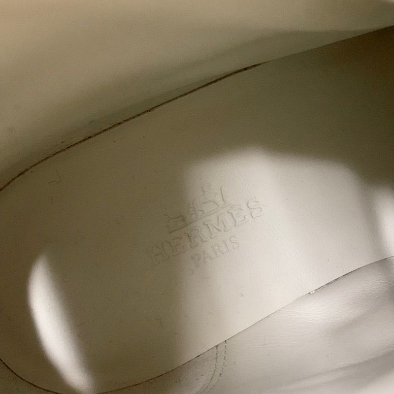 Hermes Funk Boots Short Boots Shoes Leather Ivory Silver Kelly Hardware Lace-up