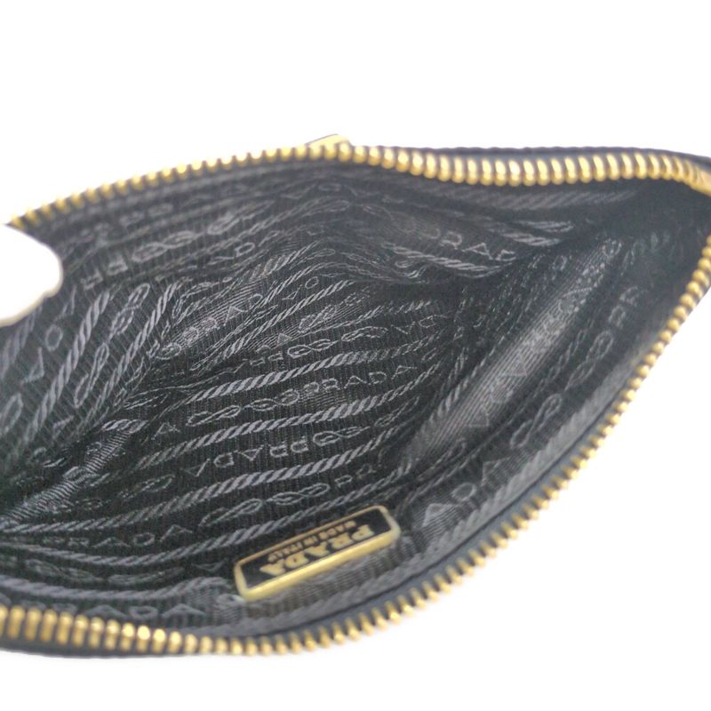 Prada Fringe Heart Charm Travel Pouch / 1n0005 / Black / Available For Next Day