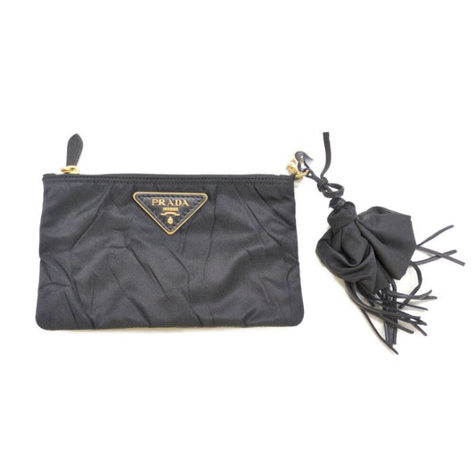 Prada Fringe Heart Charm Travel Pouch / 1n0005 / Black / Available For Next Day