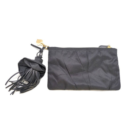 Prada Fringe Heart Charm Travel Pouch / 1n0005 / Black / Available For Next Day