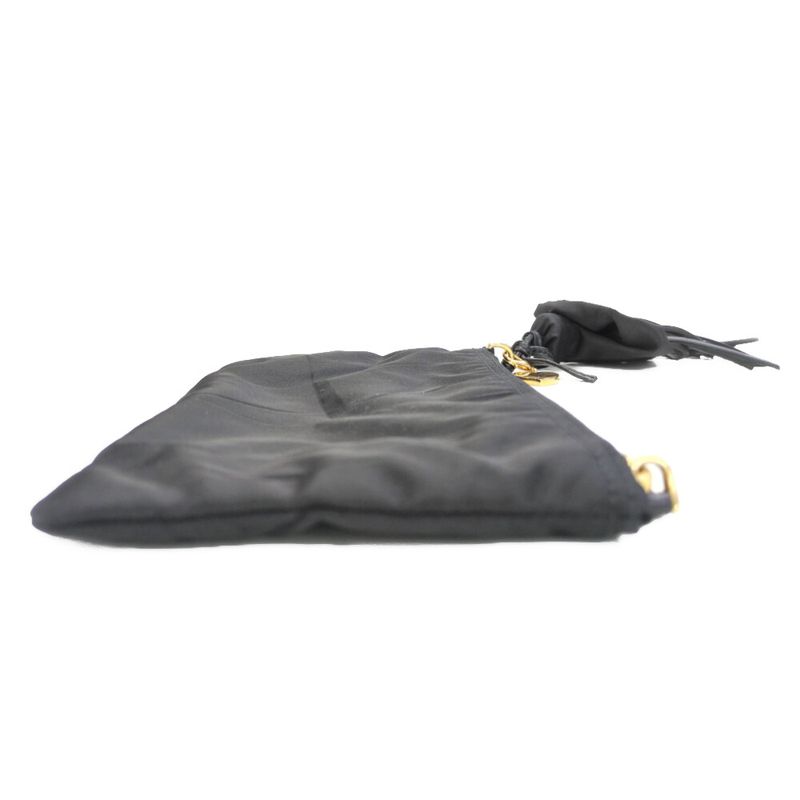 Prada Fringe Heart Charm Travel Pouch / 1n0005 / Black / Available For Next Day