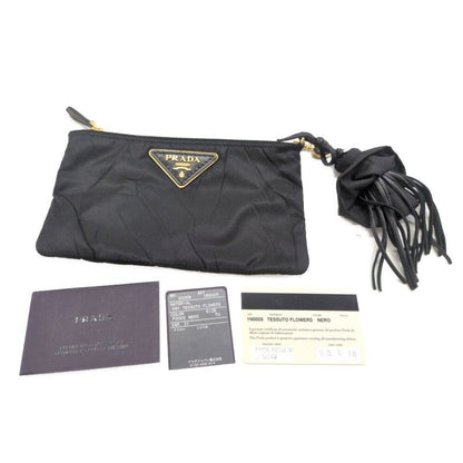 Prada Fringe Heart Charm Travel Pouch / 1n0005 / Black / Available For Next Day