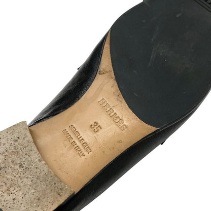 Hermes Royale Loafers Leather Shoes Leather Black Silver Moccasins Flat Shoes