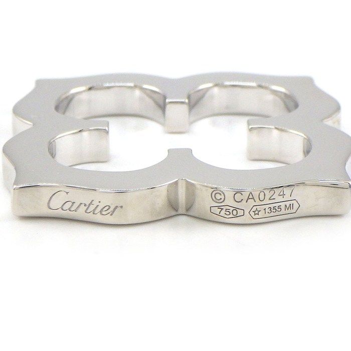Cartier Pendant Top C Flat 18K White Gold Black Cotton Cord