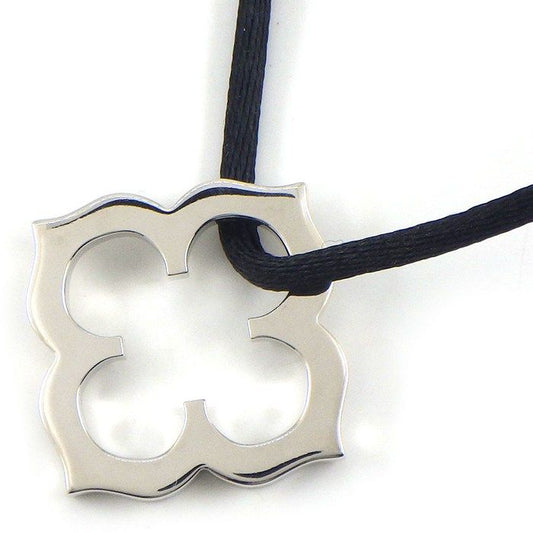 Cartier Pendant Top C Flat 18K White Gold Black Cotton Cord