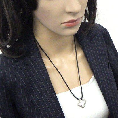 Cartier Pendant Top C Flat 18K White Gold Black Cotton Cord