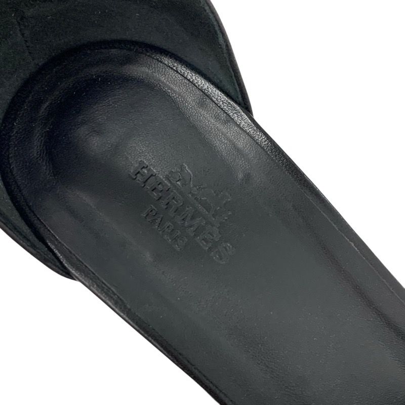 Hermes Sandals Shoes Leather Black White Braided Wedge Sole