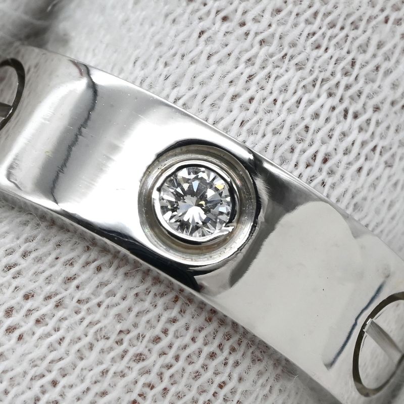 Cartier Ring Love Ring Half Diamond 18k White Gold Diamond White Gold #49 Love