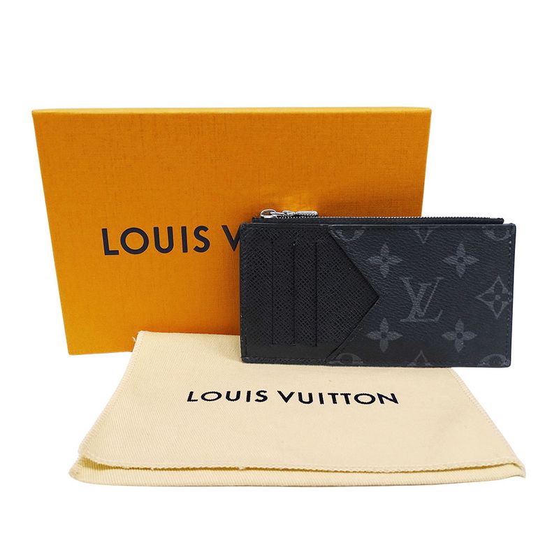 Louis Vuitton Wallets Men's Brand Coin Case Monogram Eclipse Coin Card Holder