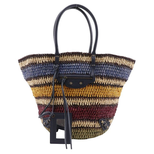 Balenciaga Cage Bag Raffia And Leather Women's Tote Bag
