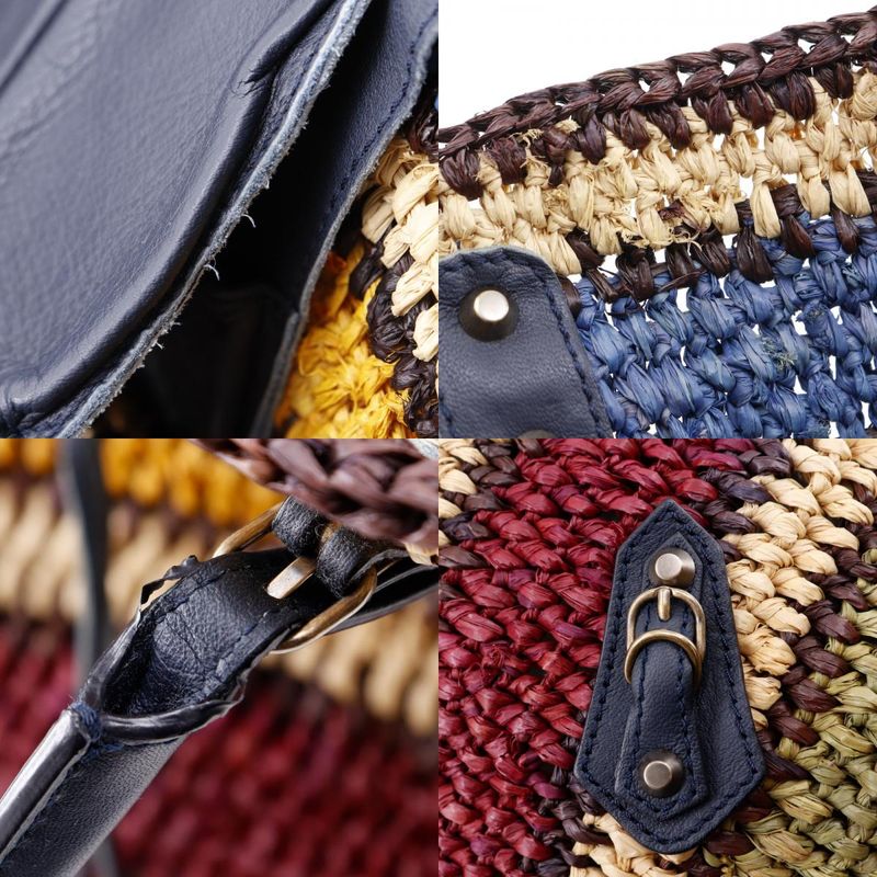 Balenciaga Cage Bag Raffia And Leather Women's Tote Bag