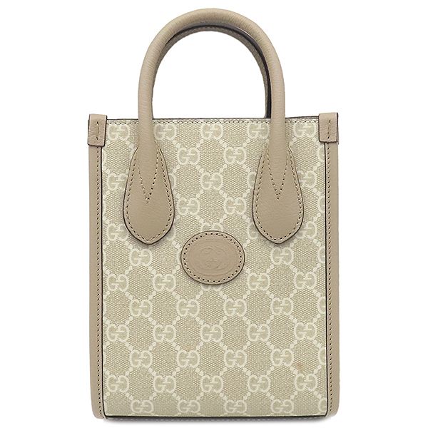 Gucci 2way Bag Interlocking G Mini Tote GG Supreme Canvas Beige Mattogo Old
