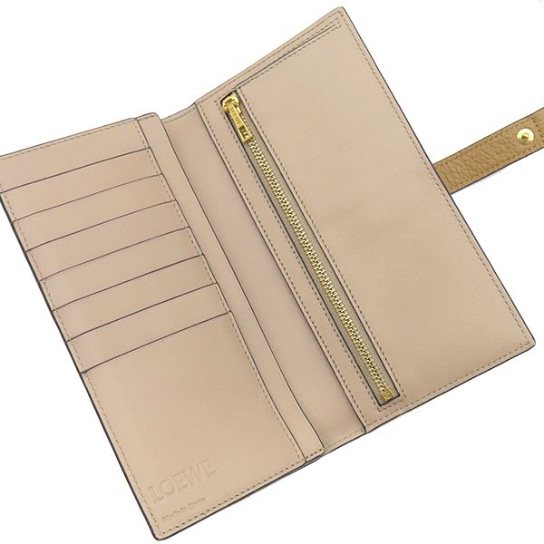 Loewe Bifold Wallet Vertical Wallet Calf Toffee and Tan Gold Hardware Long