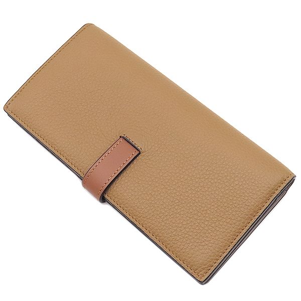 Loewe Bifold Wallet Vertical Wallet Calf Toffee and Tan Gold Hardware Long