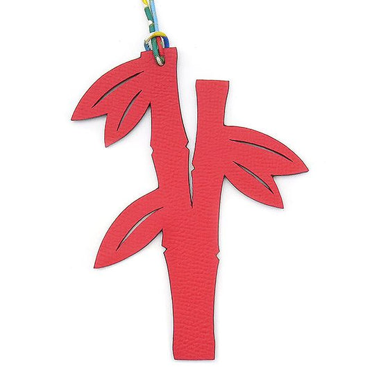 Hermes Bag Charm Petit Ash Bamboo Vaux Epson Togo Red and Brown Red Brown