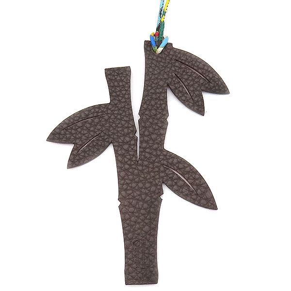 Hermes Bag Charm Petit Ash Bamboo Vaux Epson Togo Red and Brown Red Brown