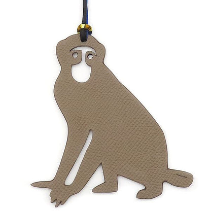 Hermes Bag Charm Petit Ash Sal Vaux Epson Togo Grey and Navy Blue Monkey Charm