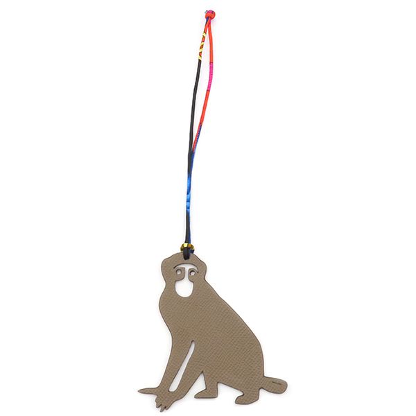 Hermes Bag Charm Petit Ash Sal Vaux Epson Togo Grey and Navy Blue Monkey Charm