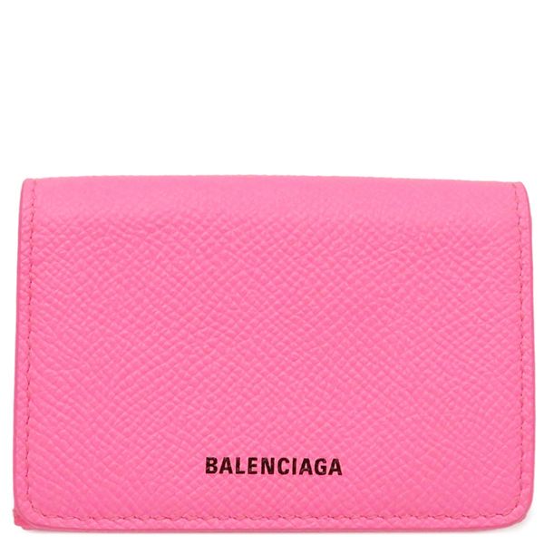 Balenciaga Trifold Wallet Ville Mini Wallet Calf Pink Silver Hardware Compact