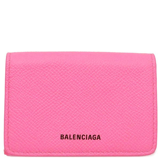 Balenciaga Trifold Wallet Ville Mini Wallet Calf Pink Silver Hardware Compact