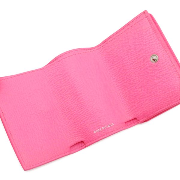 Balenciaga Trifold Wallet Ville Mini Wallet Calf Pink Silver Hardware Compact