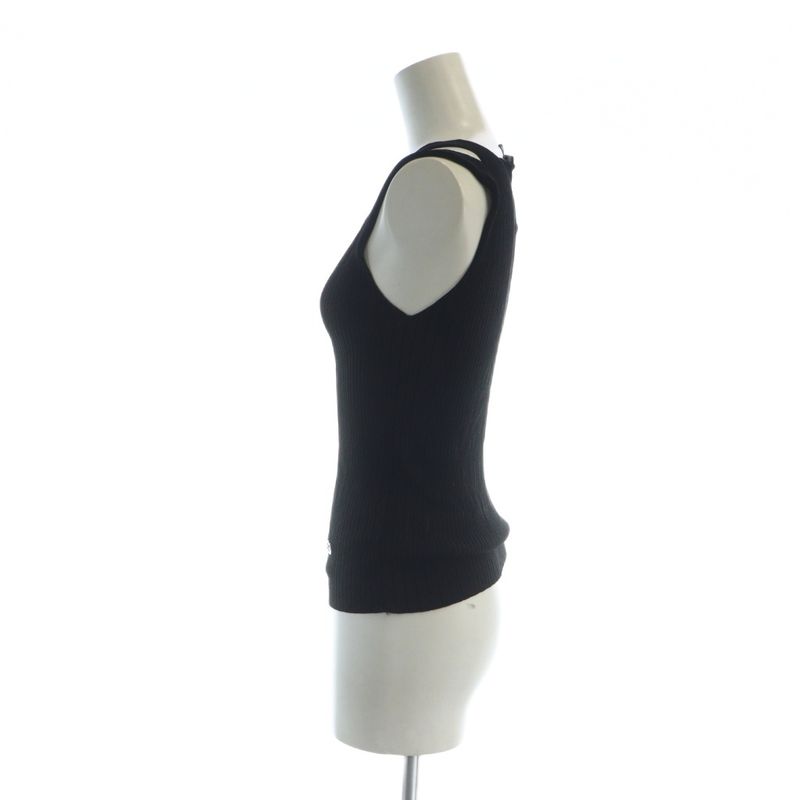 Gucci Ribbed Tank Top Interlocking Sleeveless Logo XS Black - GY01 MQ