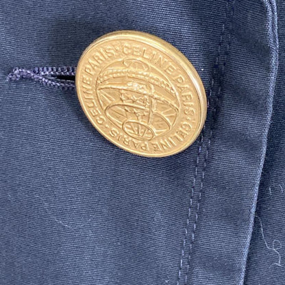 Celine JC Period Black Gold Button Trench Coat 90s No Description