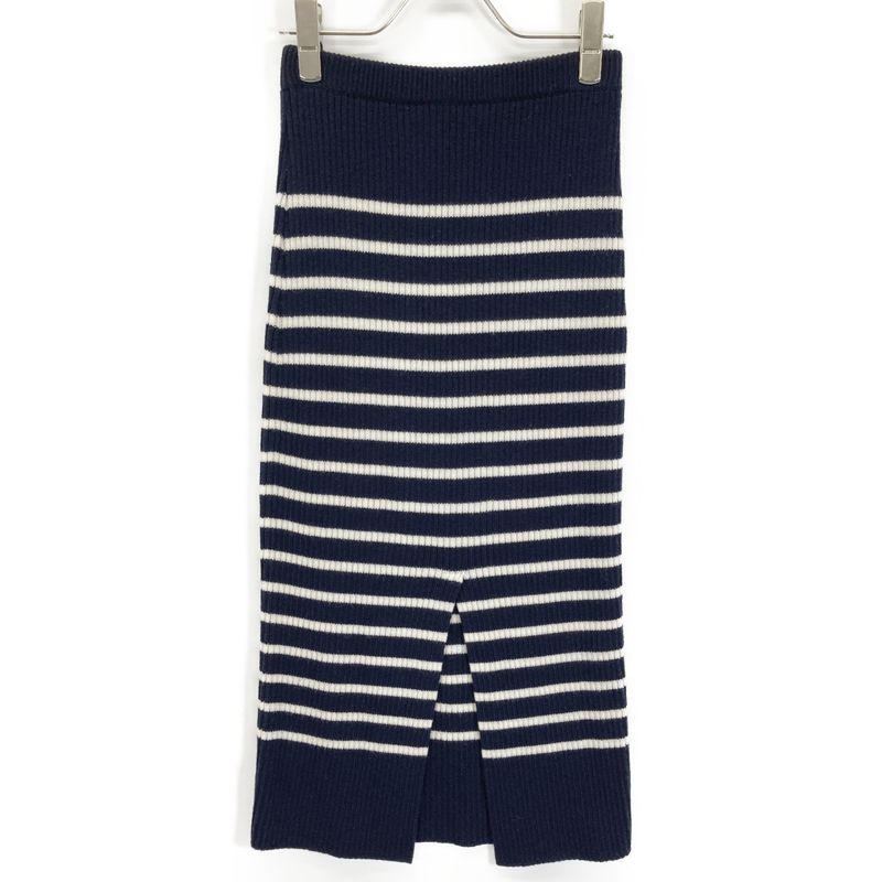 Christian DIOR Navy And White Striped Knit Skirt 38